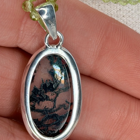 AAA Moss Agate Pendant • Solid 925 Sterling Silver • India - Picture 8 of 8